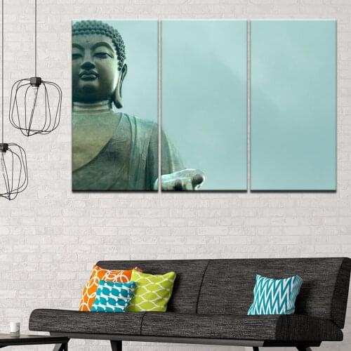 Canvas Painting The big Tian Tan Buddha 3 Pieces Wall Art Painting Modular Wallpapers Poster Print for living room Home Decor