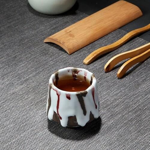Ceramic Tea Cup Porcelain Tea Coffee Teacup Coarse Pottery Master Cup Retro Kung Fu Cups Handcraft Porcelain Black Tea Cups