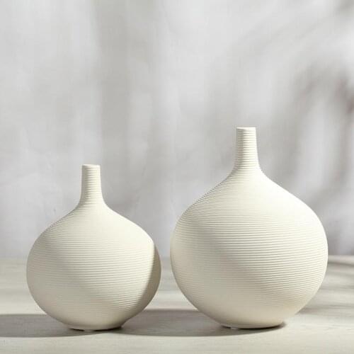 Korean retro circular ceramic vases modern decorative ornaments nordic ceramic vase white vase