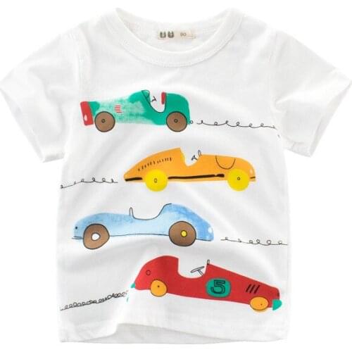 Cartoon Car Summer T-Shirt New Cotton Short Sleeve T-Shirt Cotton Sleeve Casual T-Shirt Cartoon Korean Boys Wholesale
