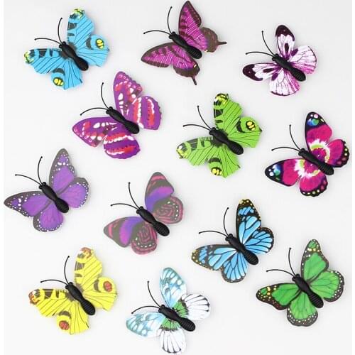 Hot sale 100 Pieces 3D PVC Artificial Butterfly Decor For Home DIY Christmas Wedding Decoration Free Shipping
