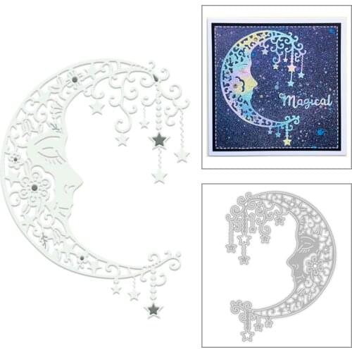 2020 New Crescent Moon Sleeping Face Metal Cutting Dies and Lace Star Die Cut Scrapbooking For Crafts Card Making No Stamps Sets