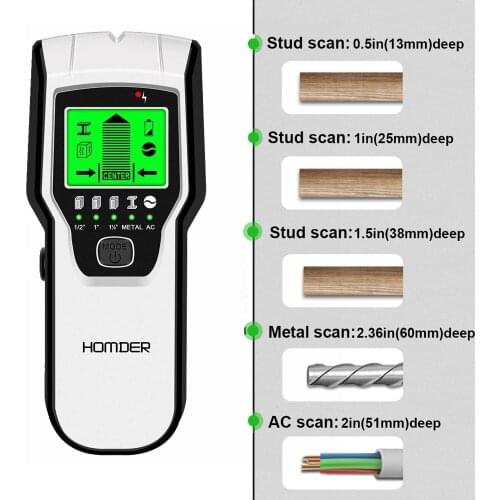 5-in-1 Stud Finder Multifunctional Electronic Wall Scanner Metal Detector With Digital Lcd Display Sound Warning Gold Detector