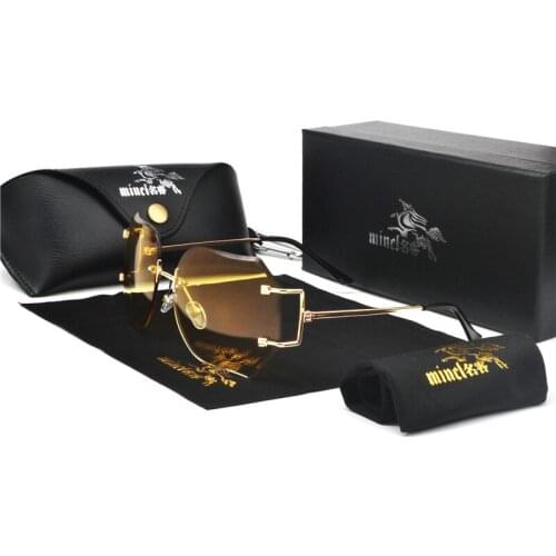 MINCL/2019 New Fashion Ladies Square Sunglasses Women Luxury Brand Designer women men Rimless Fashion Sun Glasses For Female NX