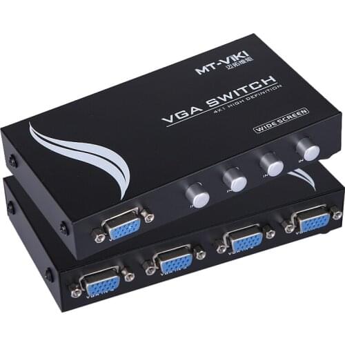 MT-VIKI VGA Switch Box D-sub switcher 4 input Port 1 output 4 PC share 1 monitor widescreen auto scaler MT-15-4CH