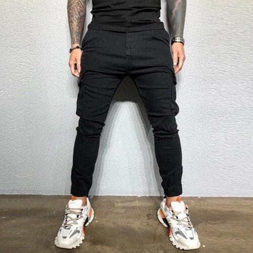 Men Cargo Pants Casual Skinny Pants zipper pocket Joggers Long Trousers ​2021 Homme Full Length Sportswear Pants Sweatpants D30