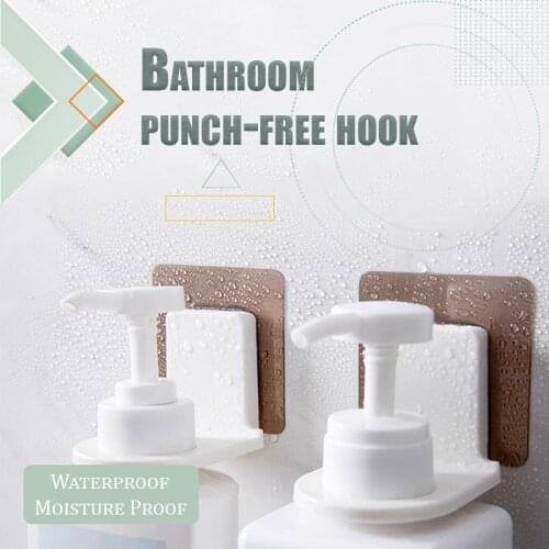 1PC Bathroom Punch-Free Hook Wall Hook Shower Gel Shampoo Bottle Holder Bath Towel Cloth Hanger Self Adhesive Storage Organizer