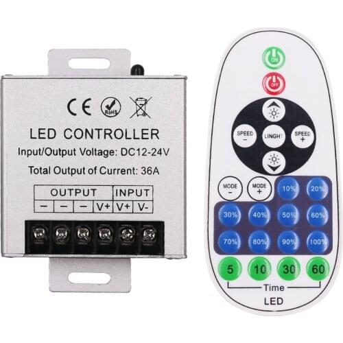 DC 12V 24V Single Color 360W IR Controller with 23key Remote For 5050 2835 LED Strip Neon Light
