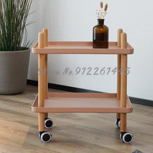 Shitu Nordic Multifunctional Trolley Roller Moving Side Table Simple Corner Table Creative Dining Car Kitchen Shelf