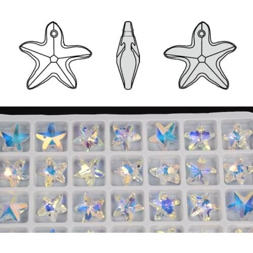 14mm Crystal Beads Charms Starfish Crystal AB Glass Beads Rhinestone Gem Beafs for Jewelry Making Earring Necklaces DIY