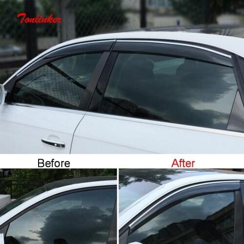 Tonlinker special Awnings & Shelters Rain shield Cover stickers for AUDI A3 2014-18 Car styling 4 PCS ABS Acrylic Cover sticker