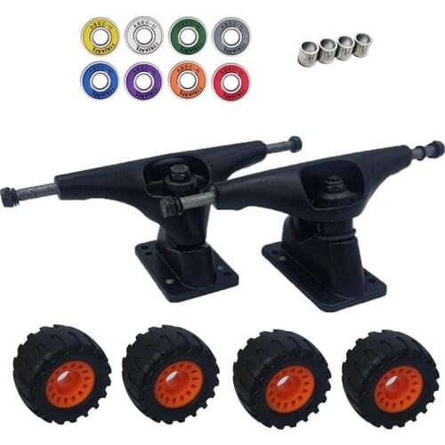 Top!-STRIKATE Longboard Surf Truck 6.25Inch with 160mm Axle 76mm x 45mm Offroad Rubber Wheels and ABEC-11 Bearing