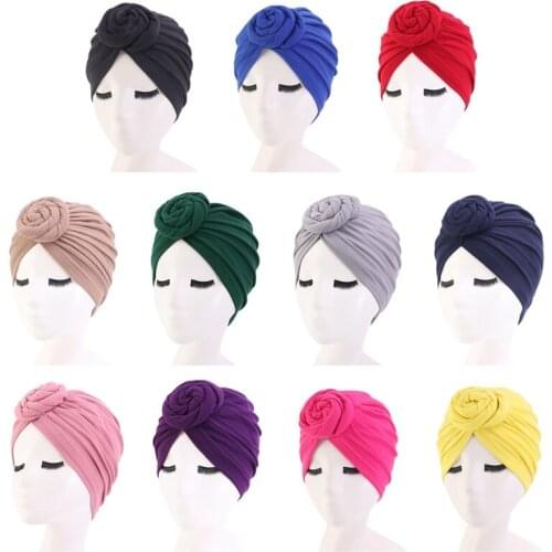 Donut Turban Caps for Women Chemo Hat Islamic Cotton Headscarf Hat Female Headband Turbans Muslim Cap Chemotherapy Cap