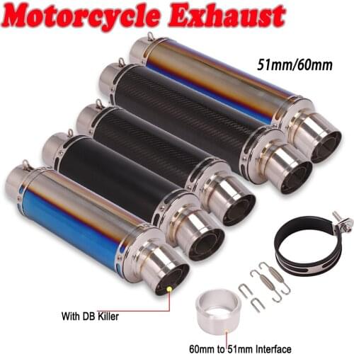 Universal 60mm/51mm Motorcycle Exhaust Modified Excape Moto Muffler Carbon Fiber Muffler Pipe For BMW S1000RR ZX10R R6 GSX1300