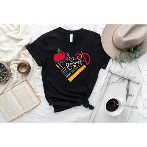 Inspirational Teach Love Inspire Back To School Shirt, First Grade Teacher Teacher Appreciation 100%Cotton O Neck Streetwear y2k