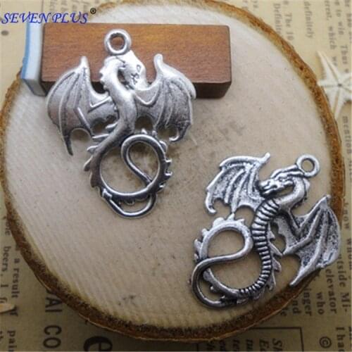 High Quality 10 Pieces/Lot 27mm*35mm Gold Color European Fiery Dragon Charms For Necklaces