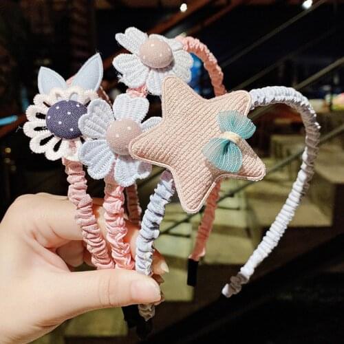 WYINYA 3PCS Princess Little Girl Fabric Woolen Lace Does Not Hurt Hair Bands Childrens Cute Pressing Hair Bands