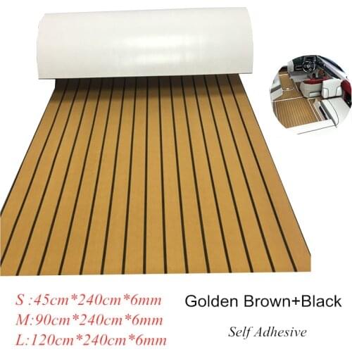 Golden Brown EVA Boat Teak Decking Sheet Yacht Marine Flooring Carpet With Self Adhesive Mat Black Groove Boats Accessories