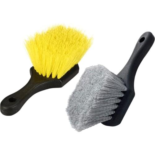 1 Pcs Car Beauty Hub Brush Short Handle Tire Cleaning Brush Car Wheel Rim Cleaning Tools Handheld Hard Nylon Bristlets Rim Brush