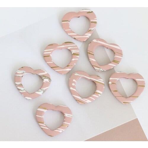 10 Pieces/Lot 26*30mm Hearts Shape Acrylic Earring Charms Connector DIY Jewelry Making