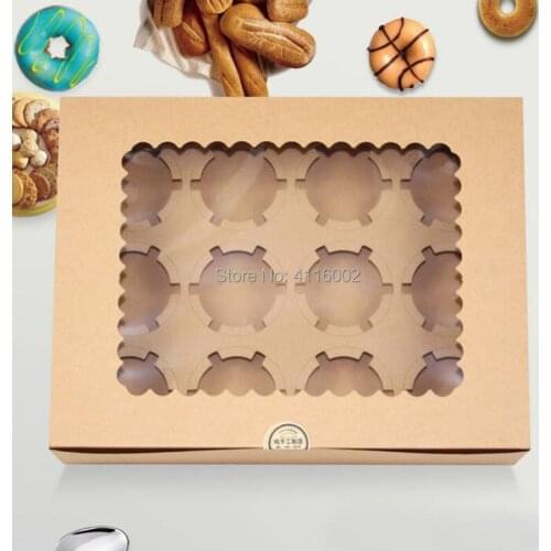 100pcs Kraft Paper Packaging Box Cup Cake Boxes 12 Cupcake Baking Gift Packing