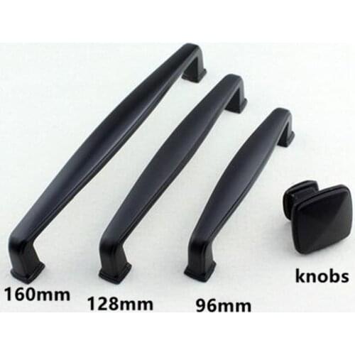 160mm modern simple furniture handle black kitchen cabinet dresser door handles pull 128mm 96mm black drawer knobs pulls retro