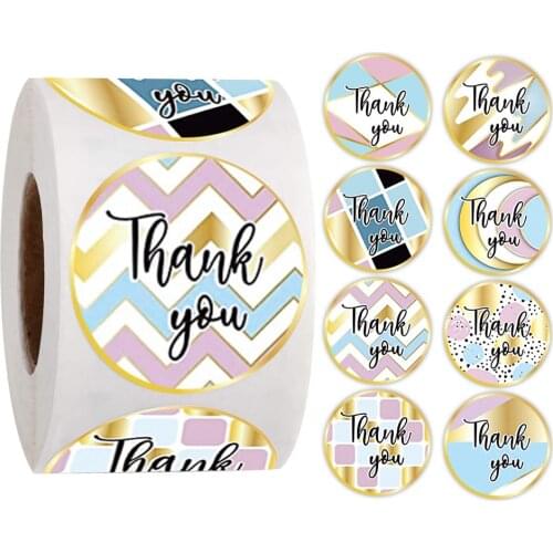 2 Style Round Pink Thank You Stickers Seal Labels 500Pcs/Roll For Small Business Gift Decor Labels For Stationery Stickers