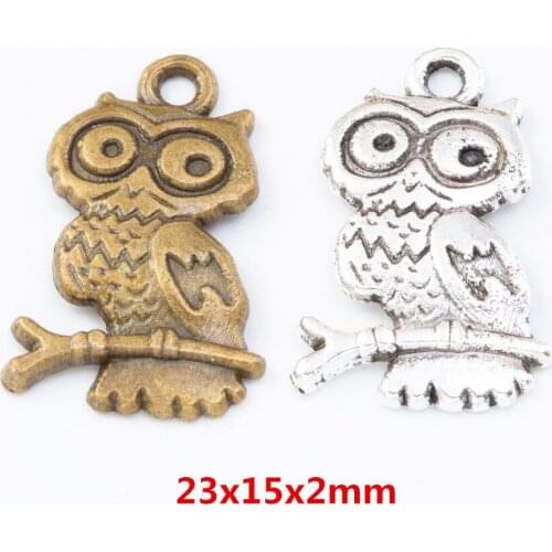 40 pieces of retro metal zinc alloy owl pendant for DIY handmade jewelry necklace making 7785