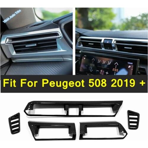 Interior Accessory Air Conditionnal Vent Cover Trim AC Outlet Decoration Frame Matte / Carbon Fiber For Peugeot 508 2019 - 2021