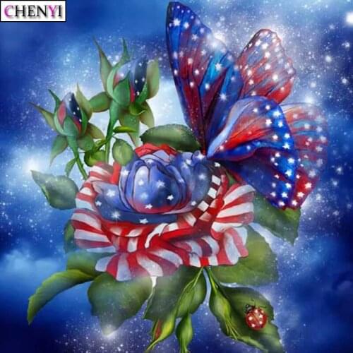 Diamond Mosaic Embroidery Kit Diamond Painting Butterfly Rose 5D Full Square Rhinestones Picture Wall Art Decor Handicraft Gift