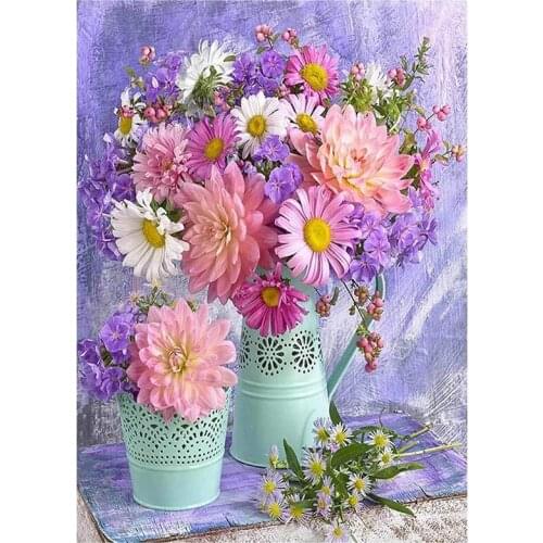 Diamond Painting Full Circle Diamond Kit Rhinestone Picture Art Craft Home Door Decoration (Romantic Bouquet)