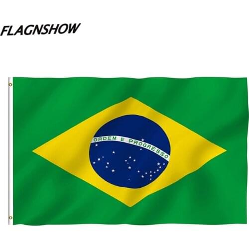 Brazil Flag Polyester Cloth Banner Brazilian Football Cheerleader Flag National Country Flag for Festival Home Decor