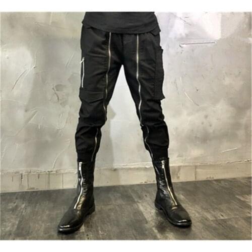 Fashion New Men Cargo Pants Streetwear Hip Hop Casual Long Pants Male Trousers Zippers