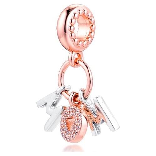 Beads fits for Necklaces Bracelets 100% 925 Sterling-Silver-Jewelry Mum Letters Charms Free Shipping