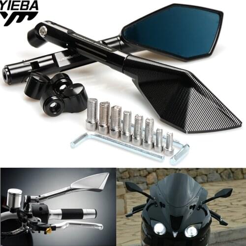 FOR Suzuki DR-Z400SM Hayabusa Honda CBR250R 300R CB300F CBR500R CNC Motorcycle Rearview Mirrors Blue Glass Rear View Side Mirror