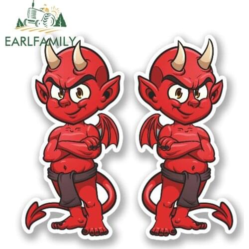 EARLFAMILY 13cm x 6cm Red Devil Vinyl Sticker Decal Motorbike Bike Helmet Laptop Decoration Car Sticker Waterproof Accessories