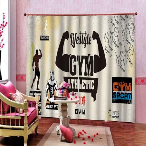 European style nostalgic brick wall sports fitness club weightlifting Curtain For Living room Bedroom Blackout Window Drapes