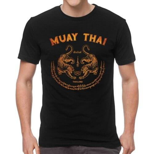 Muay Thai Tiger Tshirts Men Fashion Tee Tops Cotton T Shirts Short Sleeve Sak Yant Tattoo Kickboxing Thailand T-shirt Gift Merch