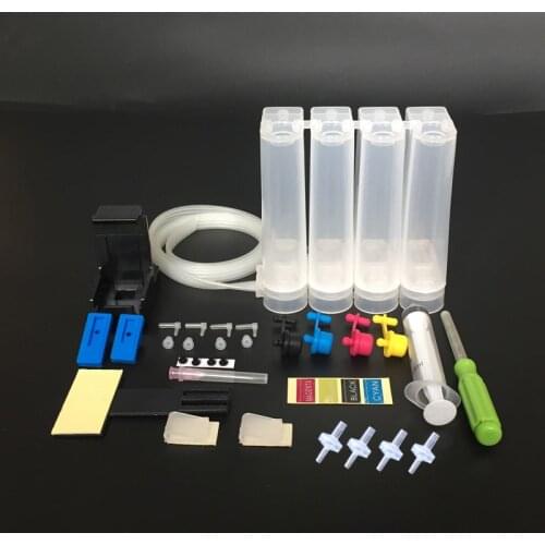 4 color for HP CISS Continuous Ink Supply System Accessories Tank syringe Refiill tool Needle 5CM Drill Air filter Bend sleeve