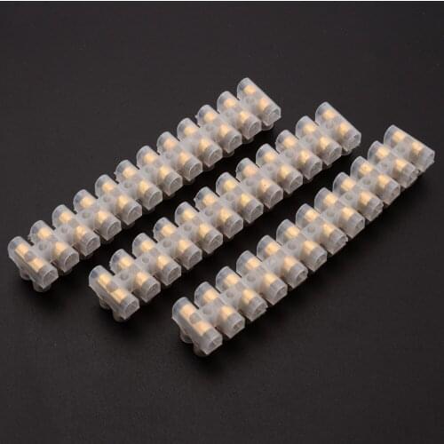 3pcs 3A Barrier Screw Terminal Block White 12 Way Terminal Barrier Strip Electrical Wire Connection Household Connector Strips