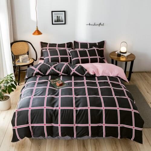American style Bedding set, 175x220 Duvet Cover With Pillowcase, 210x210 Quilt Covers ,Black plaid Blanket Cover,king Bed Set