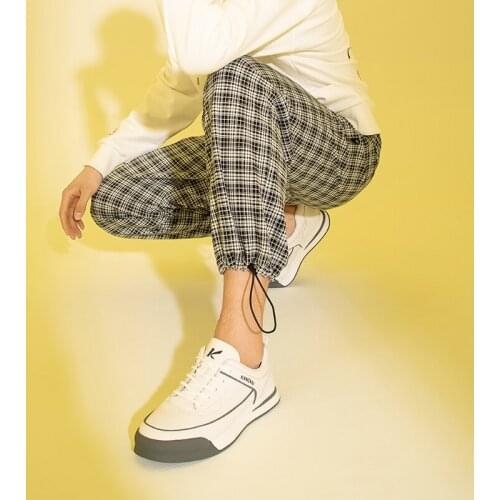 KANGNAI Men Casual Shoes Cow Leather Sneakers Lace-Up Flats Comfortable Male Skateboarding Shoes