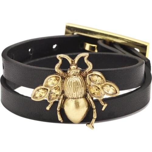 Cute Cubic Zirconia Bee Charm Bracelets for Women Gold Chain Crystal Bracelet Adjustable Animal Femme Jewelry Femme