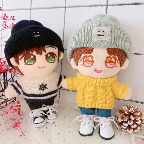 Doll Clothes for 20cm Idol Dolls Accessories Plush Dolls Clothing Sweater hat pants Stuffed Toy Dolls for Korea Kpop EXO Dolls