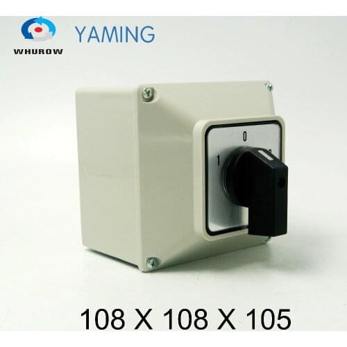 Yaming electric YMW26-63/2M Changeover cam mains switch 63A 2 poles 3 position with protective box IP65 switch rotative