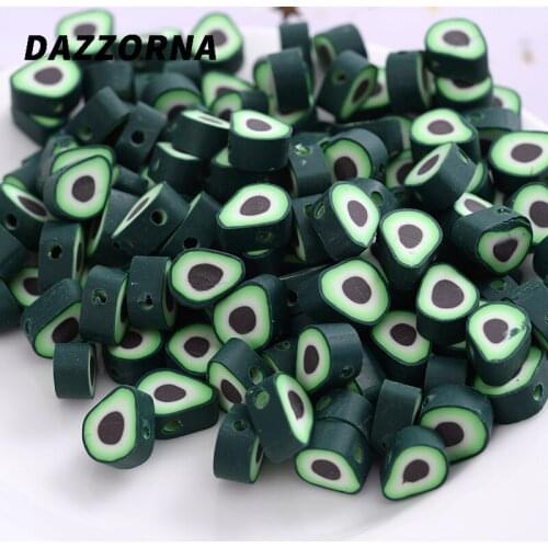 Hot 50-100Pcs/Pack Polymer Clay Beads Fruit Shape Printing Polymer Clay Spacer Loose Beads For Jewelry Making Diy Accessories