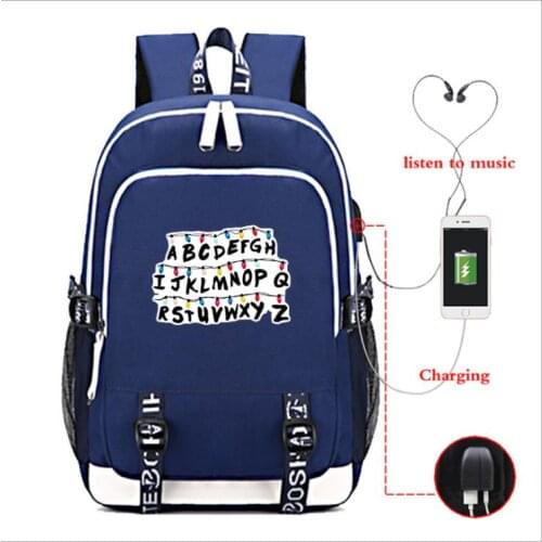 Multifunction USB charging for teenagers boys Student Girls School Bags Stranger Things Backpack travel Luminous Bag Laptop Bags