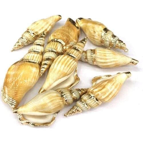 Natural shell fashion Conch Pendants Exquisite Charms for Jewelry Making DIY Bracelet Necklaces earring Accessories Size 27x70mm