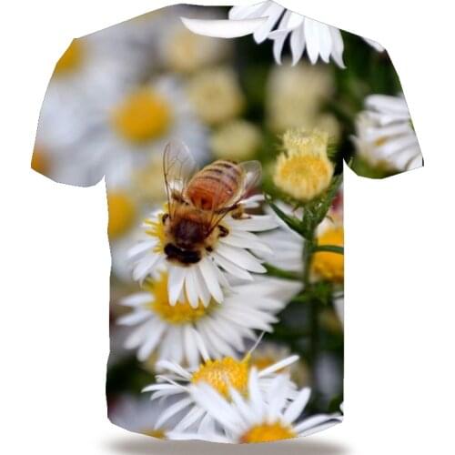 UNEY Honey Bee T Shirt For Men Animal US Size Shirt 3D Insect Pattern Tops Tees Flower Paint Short Sleeve 2020 NEW