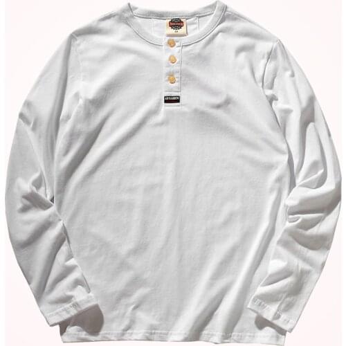2020 Autumn New Mens Fashion Simple Long Sleeve O-neck Pure Cotton Solid T-shirt Bottomed Shirt Retro American Casual
